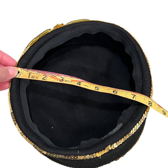 Vintage JenolSequin Embellished Velvet Hat - Picture 5 of 5